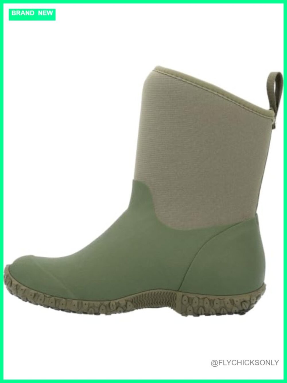 Waterproof Mid-Calf Rubber Work Boots with Fleece Lining & Neoprene Bootie